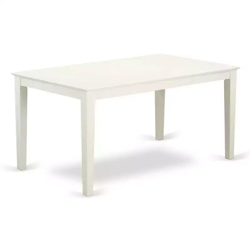 HomeStock Set Sala da Pranzo 5 Pezzi Rettangolare Finitura Bianco Lino, Piano in Legno Massello - 4 Posti a Sedere