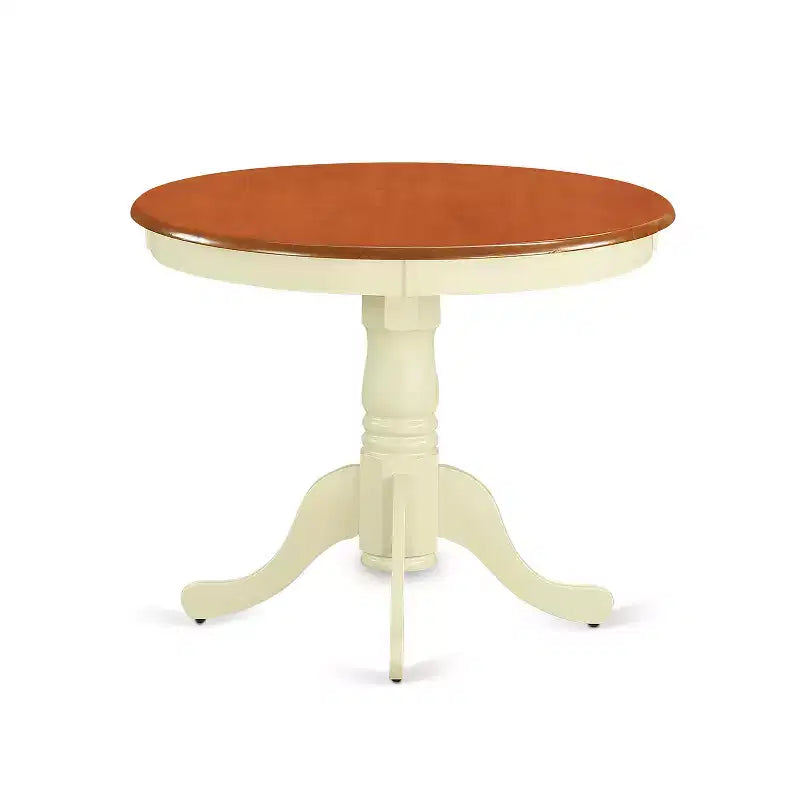 3-Piece Round Buttermilk & Cherry Finish Solid Wood Top Dining Table with 2 Chairs with