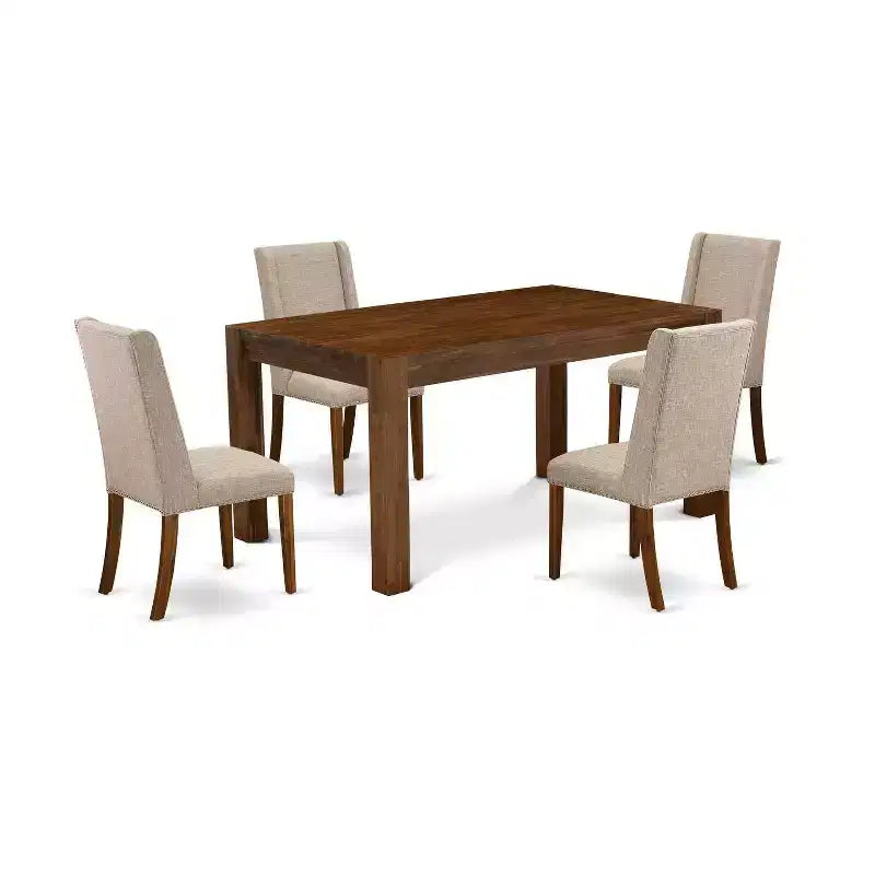 5-Piece Multi-Color Solid Wood Top Rectangular Dining Room Set (Seats-4)