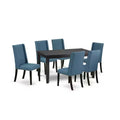 HomeStock 7-Piece Black Finish Solid Wood Top Dining Table with 6-Parson Chairs