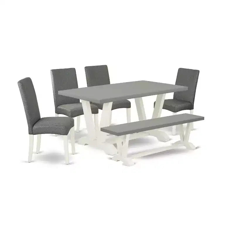 6-Piece Rectangle Natural Oak Finish Solid Wood Top Dining Table with 1-Bench, 4-Chairs with