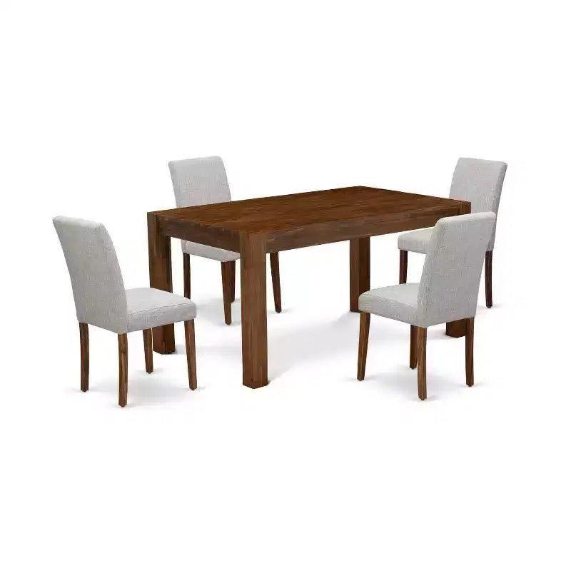 HomeStock 5-Pc Natural Brown Finish Solid Wood Top-Dining Room Set-Seats 4