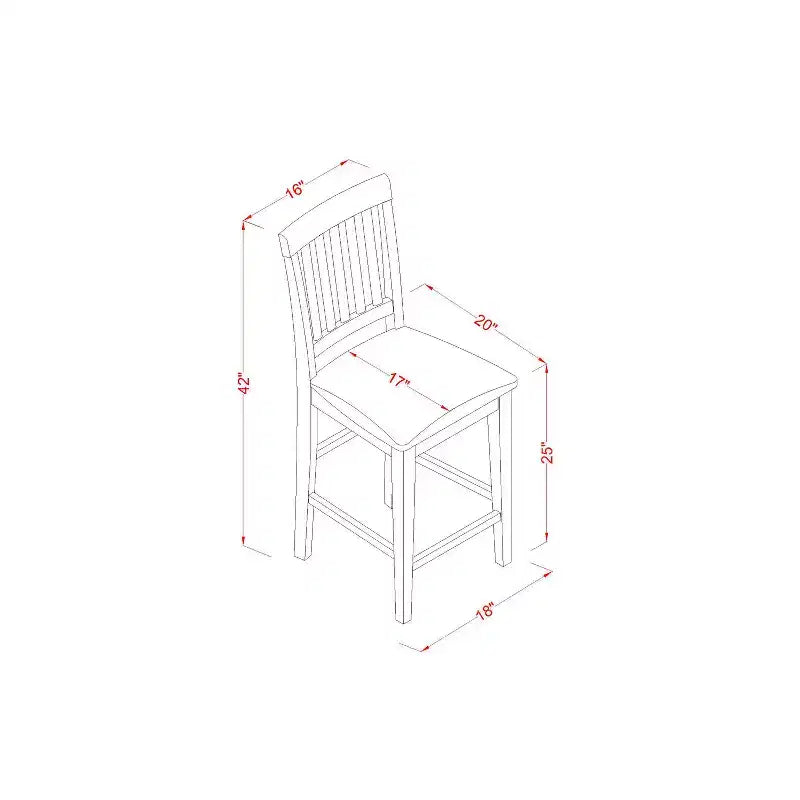 Set da pranzo HomeStock in 3 pezzi con piano in legno massello altezza bancone, finitura color latte e ciliegio