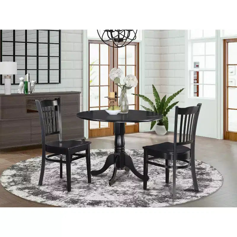Set da pranzo rotondo - 4 sedie - Tavolo da pranzo da cucina - Legno di gomma - Design moderno