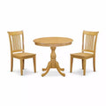3-Piece Natural Oak Finish Solid Wood Top - Dining Room Set - Seats 4