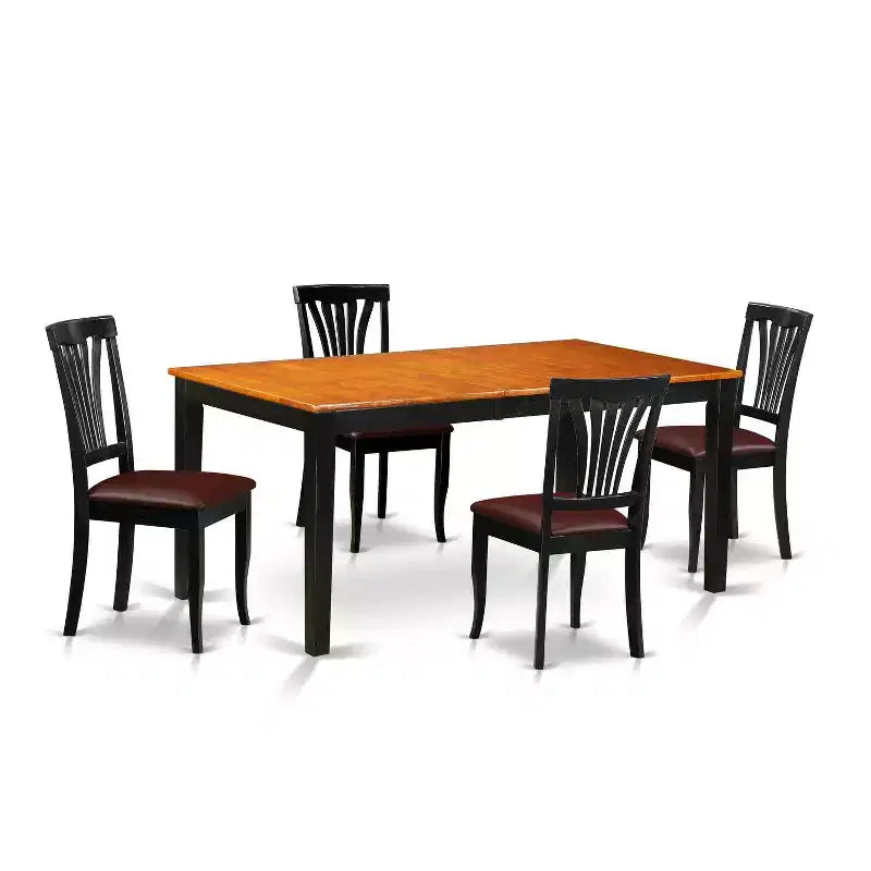 HomeStock 5-Pc Black and Cherry Finish Solid Wood Top - Dining Room Set - Seats 4