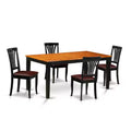 HomeStock 5-Pc Black and Cherry Finish Solid Wood Top - Dining Room Set - Seats 4
