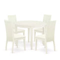 5-Piece Buttermilk and Cherry Solid Wood Top - Round Dining Room Set - Seats 4