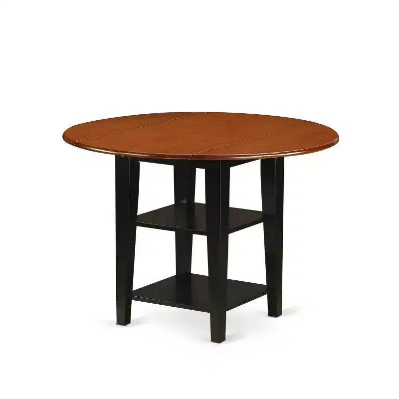 Set da pranzo 5 pezzi - Tavolo rotondo e 4 sedie - Finitura ciliegio nero rustico - Set per cucina e sala da pranzo