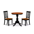3-Piece Black and Cherry Finish Solid Wood Top - Dining Room Set - Seats 4