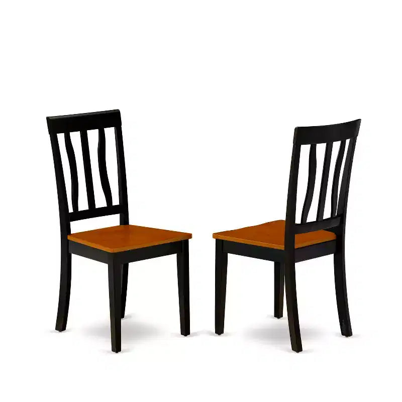 Set da pranzo in 3 pezzi con piano in legno massello finitura nera e ciliegio - 4 posti a sedere