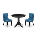 3-Piece Wirebrushed Black Solid Wood Top - Dining Room Set (Seats- 4)