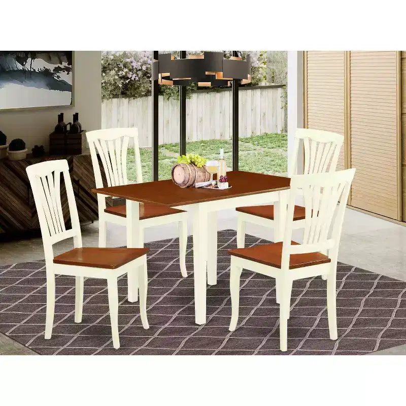 HomeStock Set sala da pranzo 5 pezzi in legno massello Buttermilk e Cherry - 4 posti
