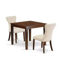 HomeStock 3-Pc Mahogany Finish Rectangular Solid Wood Top Dining Table Set