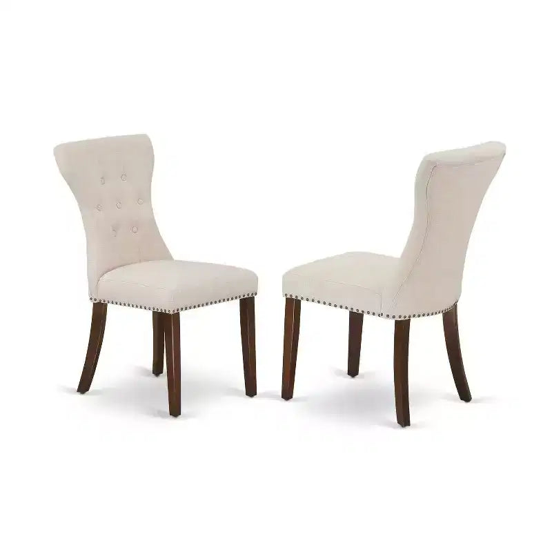 Set da pranzo HomeStock 3 pezzi con tavolo rettangolare in legno massello finitura mogano