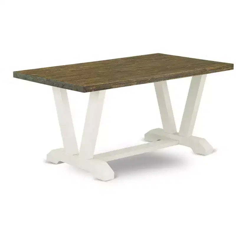 Tavolo da pranzo 6 posti in legno massello finitura rovere naturale con 1 panca e 4 sedie con