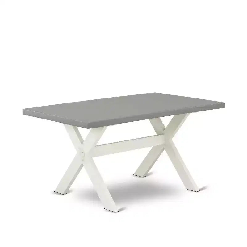 Tavolo da Pranzo HomeStock 7 Pezzi in Legno Massello Finitura Bianco Lino Spazzolato con 6 Sedie