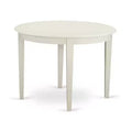 5-Piece Linen White Solid Wood Top - Round Upholstered Dining Room Set - Seats 4