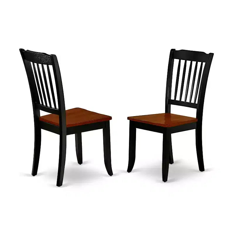HomeStock Set Tavolo da Pranzo a Goccia in Legno Massello Finitura Nera e Ciliegio a 3 Pezzi