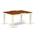 HomeStock 5-Piece Rectangle Buttermilk & Cherry Finish Solid Wood Top Dining table with 4 Chairs with Slat Back