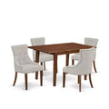 HomeStock 5-Pc Mahogany Finish Solid Wood Top - Rectangular Dining Room Set with Butterfly Leaf - Seats 4