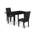 HomeStock 3-Piece Black Finish Rectangular Solid Wood Top With Butterfly Leaf Dining Table Set