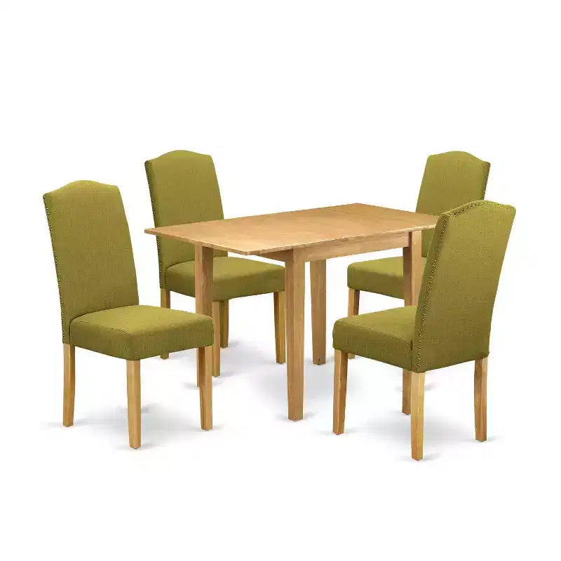 HomeStock 5-Pc Natural Oak Finish Solid Wood Top - Dining Room Set - Seats 4