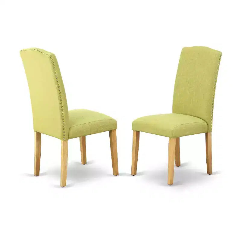Set Tavolo da Cucina con 2 Sedie, Tavolo da Pranzo a Ribalta, Sedie Parsons in Tessuto di Lino, Finitura Rovere