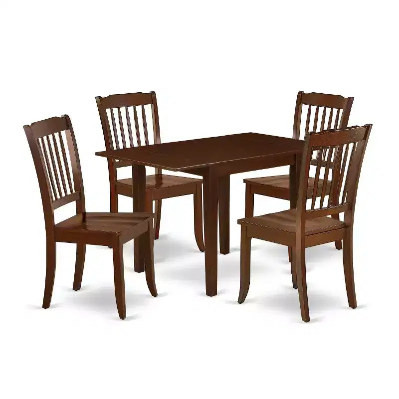 HomeStock 5-Pc Mahogany Finish Solid Wood Top - Dining Room Set - Seats 4
