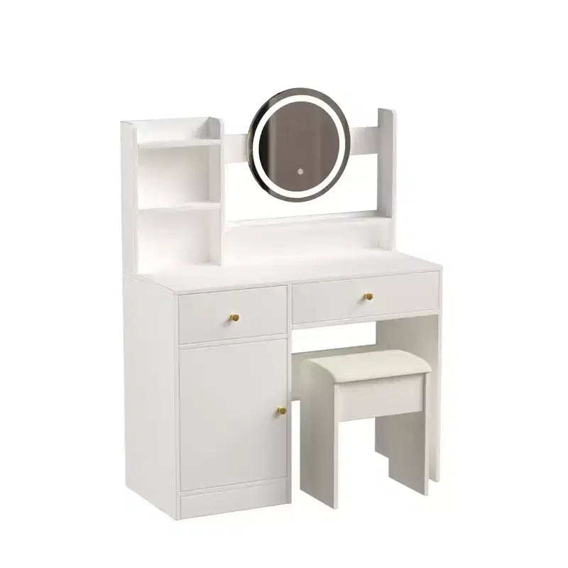 Homy Casa Toeletta con Specchio Illuminato, Illuminazione LED Regolabile, Bianco