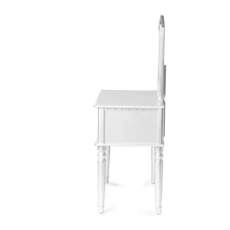 Poundex Set Toeletta da Trucco in Legno con Scrivania, Specchio e Sgabello - Bianco