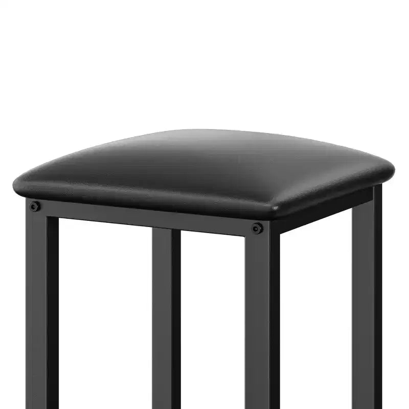 VECELO Set tavolo da pranzo da cucina per 2 persone, 3 pezzi tavolo e sedie da bar altezza bancone con sedie in pelle PU e ripiani portaoggetti, Marmo Nero/Rovere/Marrone