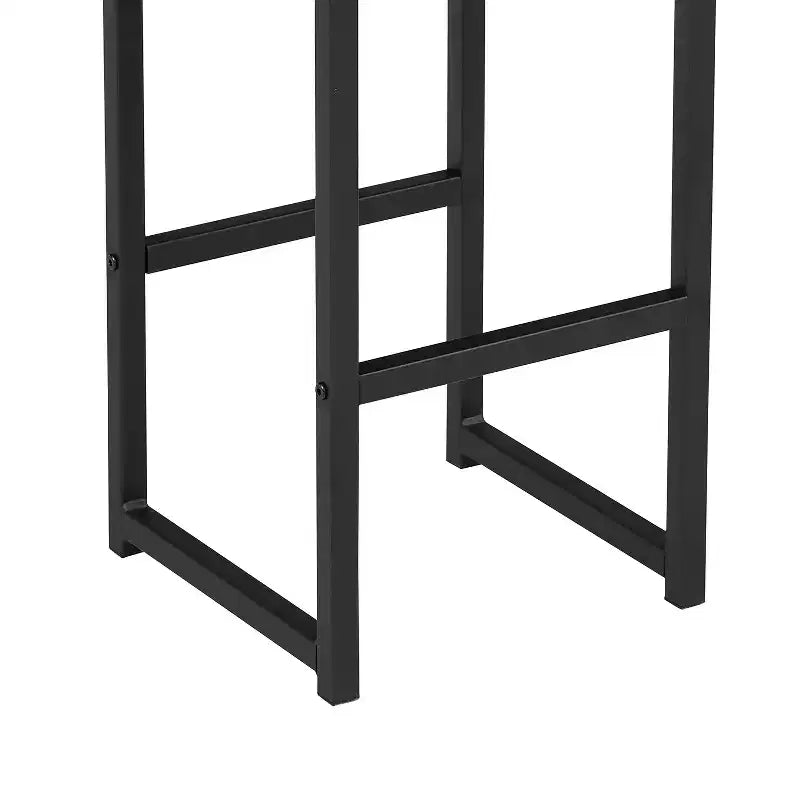 VECELO Set tavolo da pranzo da cucina per 2 persone, 3 pezzi tavolo e sedie da bar altezza bancone con sedie in pelle PU e ripiani portaoggetti, Marmo Nero/Rovere/Marrone