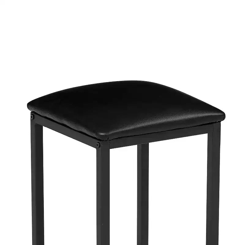 VECELO Set tavolo da pranzo da cucina per 2 persone, 3 pezzi tavolo e sedie da bar altezza bancone con sedie in pelle PU e ripiani portaoggetti, Marmo Nero/Rovere/Marrone