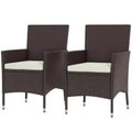 2 PCS Rattan Wicker Dining Chairs with Cushions and Anti-Slip Foot, Patio Stackable Chairs Set for Backyard, Garden, Lawn