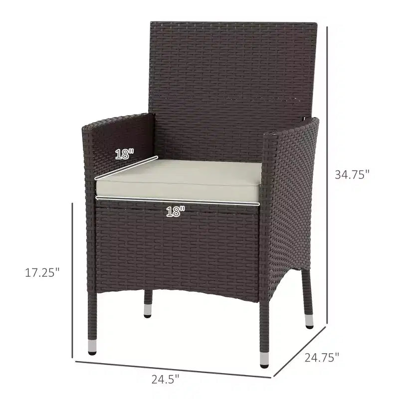 2 sedie da pranzo in rattan vimini con cuscini e piedini antiscivolo, set di sedie impilabili da esterno per cortile, giardino, prato