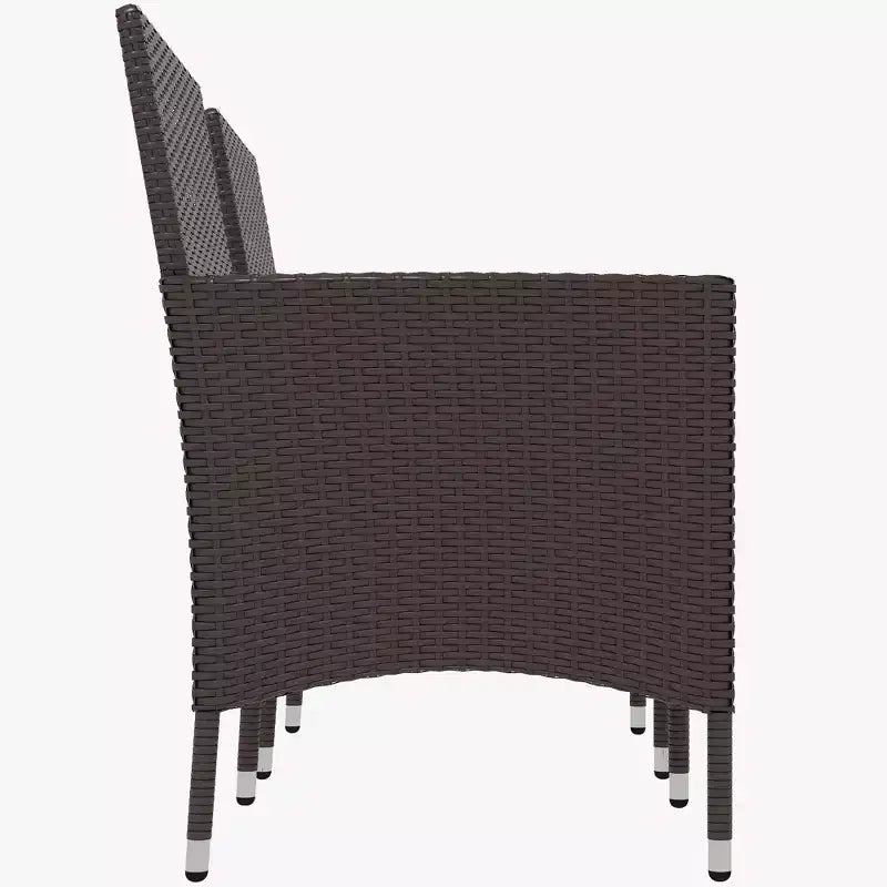 2 sedie da pranzo in rattan vimini con cuscini e piedini antiscivolo, set di sedie impilabili da esterno per cortile, giardino, prato