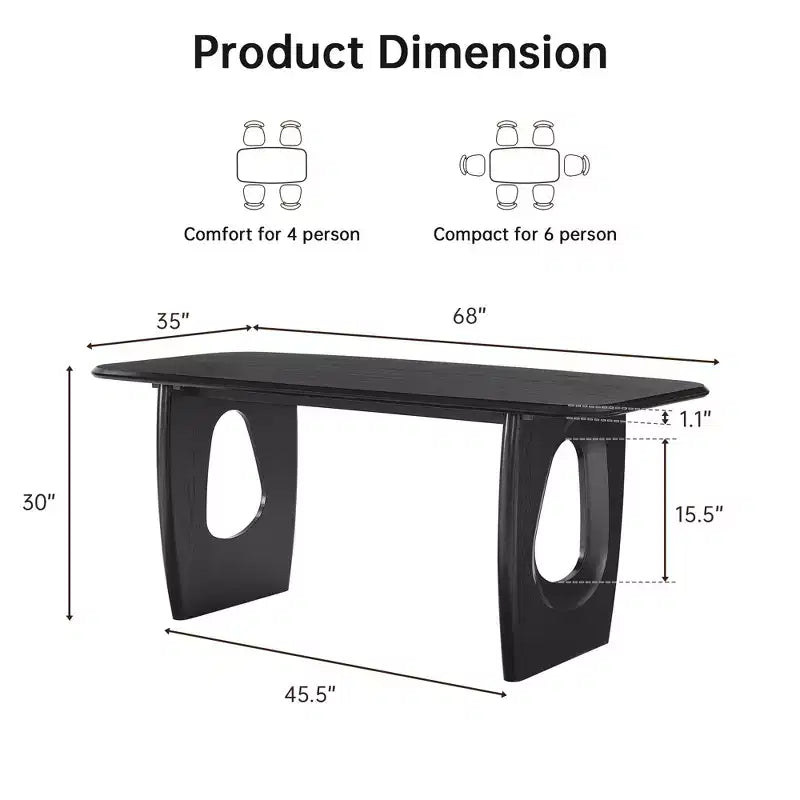 Modern Dining Table Set for 4, 68'' Rectangle Dining Table with 4 Chairs, ith Pedestal Base, Dinner Table for Dining Room, Kitchen-Morden Fort