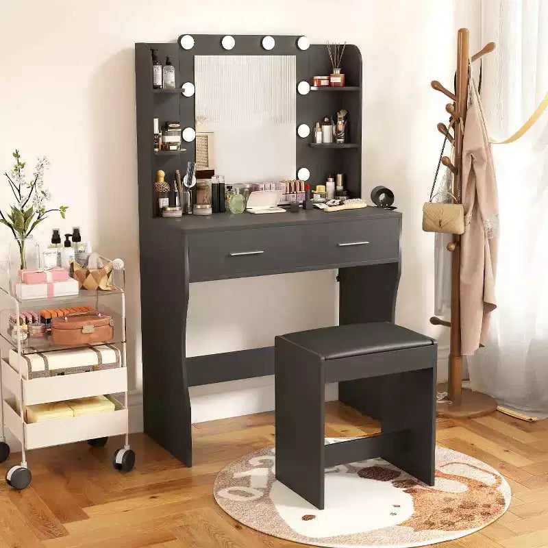 BestMassage Glamour Set Tavolo da Trucco Illuminato con 2 Cassetti e Sgabello
