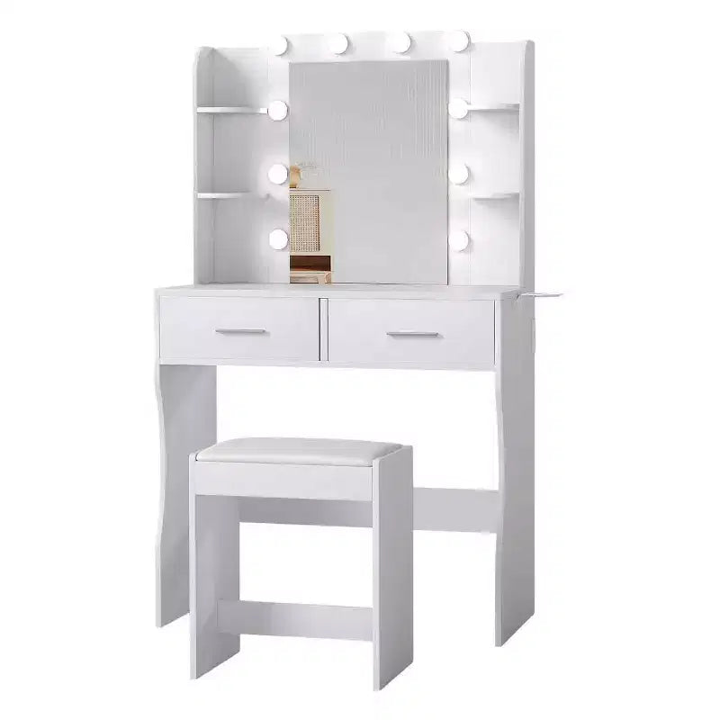 BestMassage Glamour Set Tavolo da Trucco Illuminato con 2 Cassetti e Sgabello