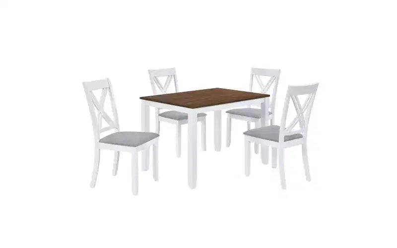 Set da pranzo da 5 pezzi in stile rustico con 4 sedie imbottite con schienale a X + tavolo in legno massello da 44,5 pollici, capacità 250 libbre, per cucina o sala da pranzo