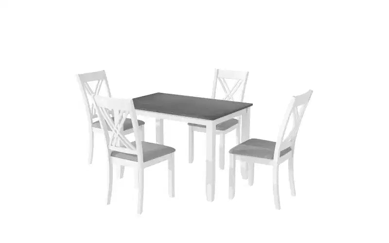 Set da pranzo da 5 pezzi in stile rustico con 4 sedie imbottite con schienale a X + tavolo in legno massello da 44,5 pollici, capacità 250 libbre, per cucina o sala da pranzo