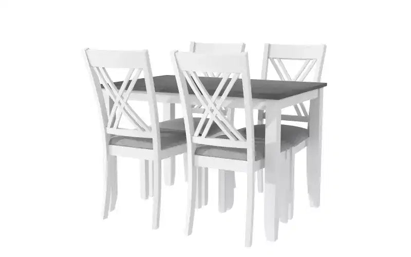 Set da pranzo da 5 pezzi in stile rustico con 4 sedie imbottite con schienale a X + tavolo in legno massello da 44,5 pollici, capacità 250 libbre, per cucina o sala da pranzo