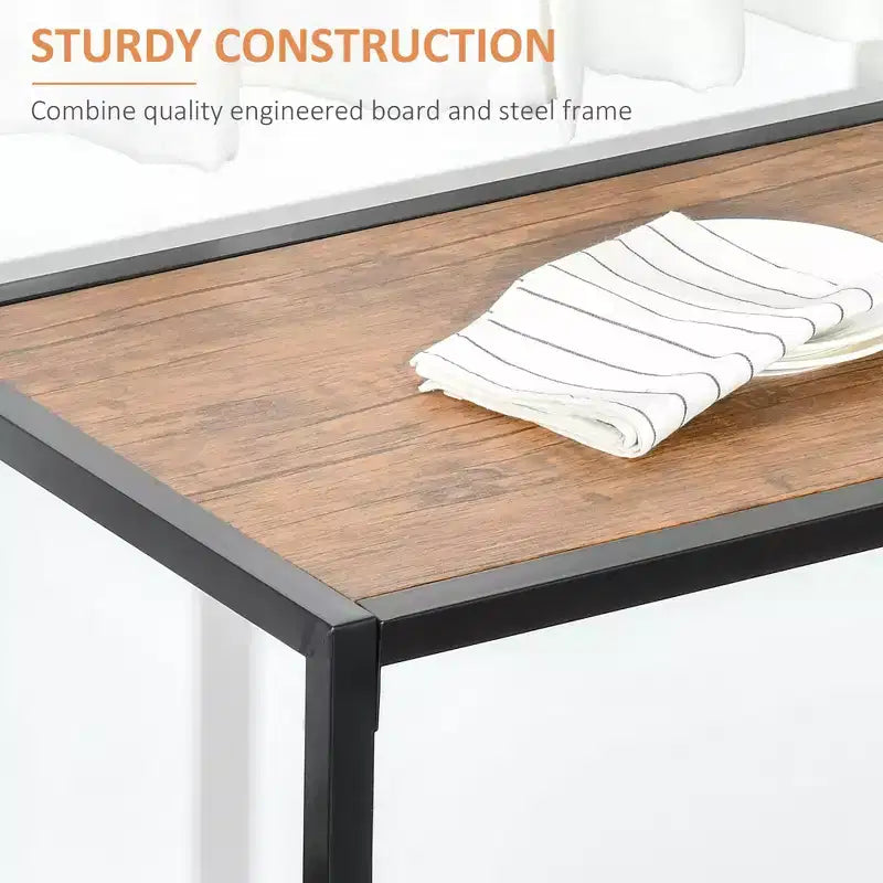 Set da pranzo in legno di 3 pezzi con tavolo quadrato, 1 tavolo e 2 sedie, e robusta struttura in metallo, ideale per piccoli spazi