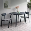 GDFStudio Zephyra Modern Rubberwood 3 Piece Dining Set with Linen Upholstered Chairs