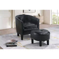 Set Sedia Accent & Pouf TUYOHW, Sedia Lounge con Poggiapiedi Abbinato, Gambe Affusolate, Sedia Moderna con Schienale Curvo a Botte per Soggiorno, Ufficio