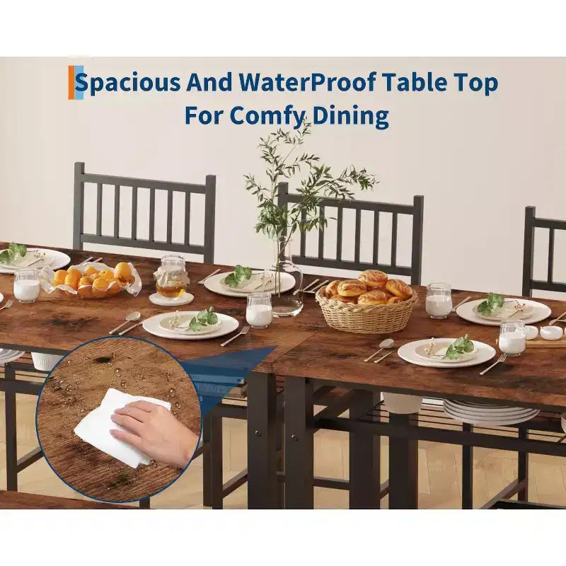 47 Moderno Set da Pranzo per 4 con Sedie e Panca Contenitore, per Spazi Piccoli o Appartamenti