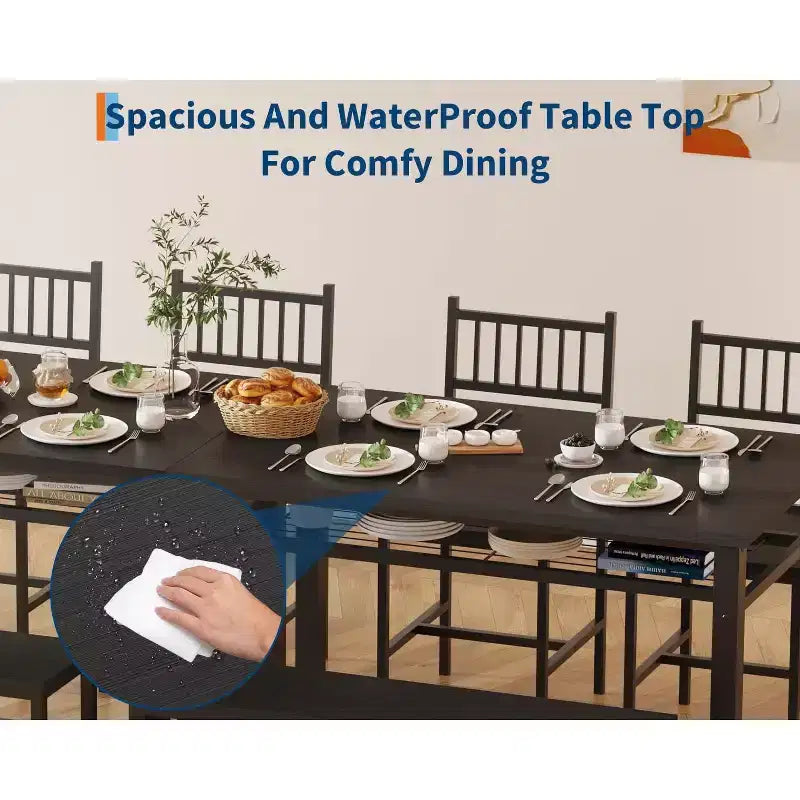 47 Moderno Set da Pranzo per 4 con Sedie e Panca Contenitore, per Spazi Piccoli o Appartamenti