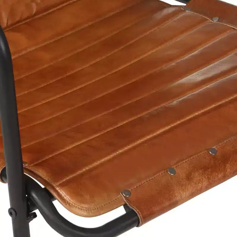 vidaXL Poltrona Relax Marrone Scuro in Vera Pelle, Ferro Verniciato a Polvere