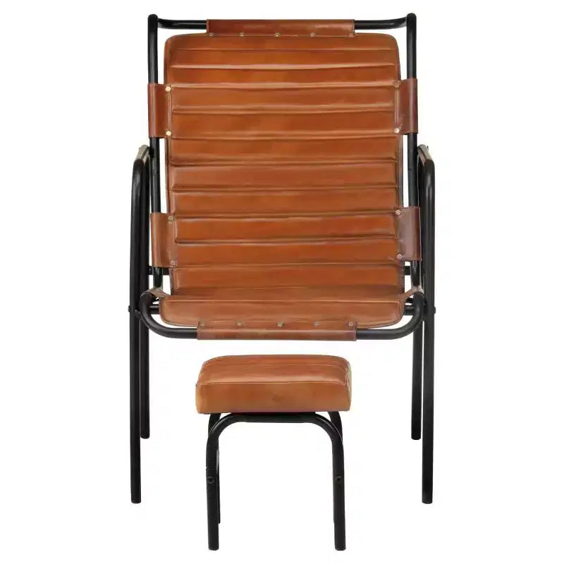 vidaXL Poltrona Relax Marrone Scuro in Vera Pelle, Ferro Verniciato a Polvere